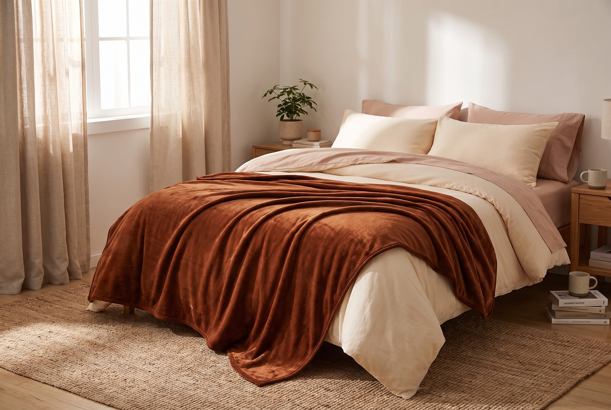 Night Three throw laid on a real, made bed