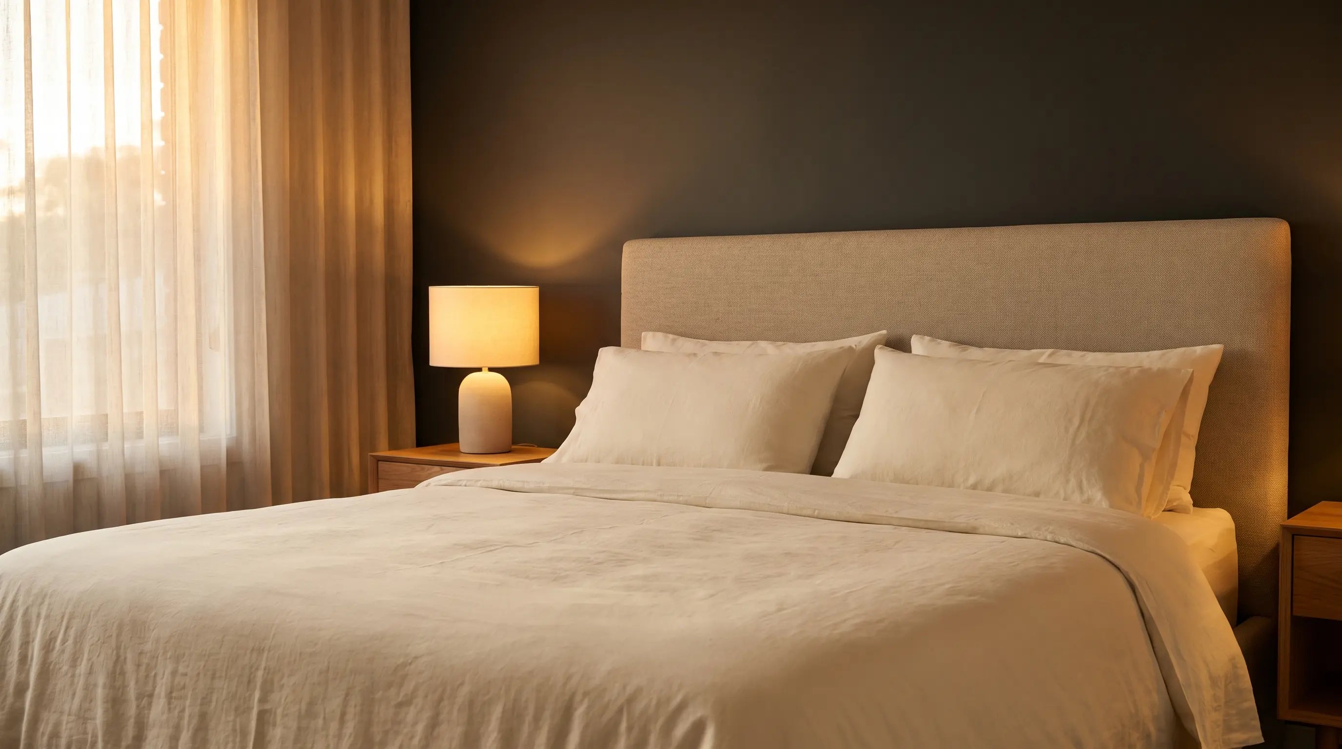 A quiet bedroom in early morning light